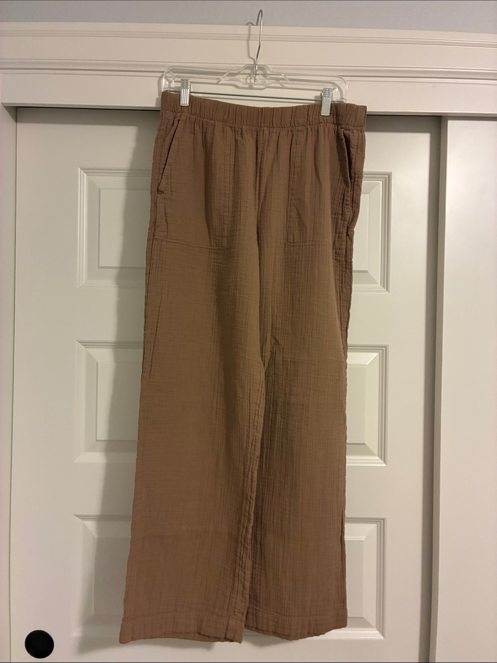 GAP Factory Wide-Leg Cotton Gauze Pants — Brown